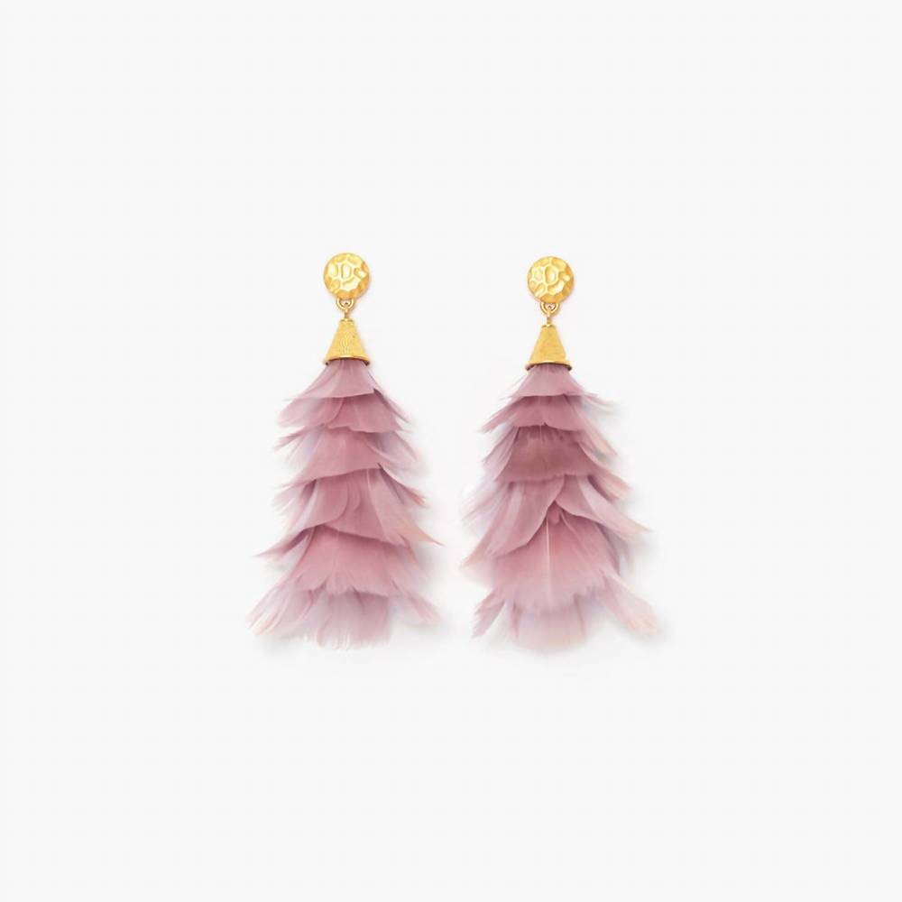 Brackish Pink Feather Tier Drop Earrings